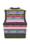 Graphic V-neck Vest, Polyamide, in colour Multicolour - 2 - GANNI