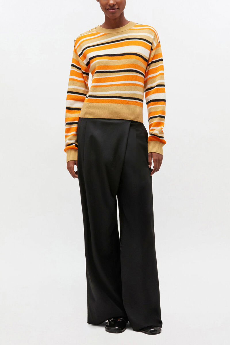 Black Cross-over Trousers, Recycled Polyester, in colour Black - 1 - GANNI