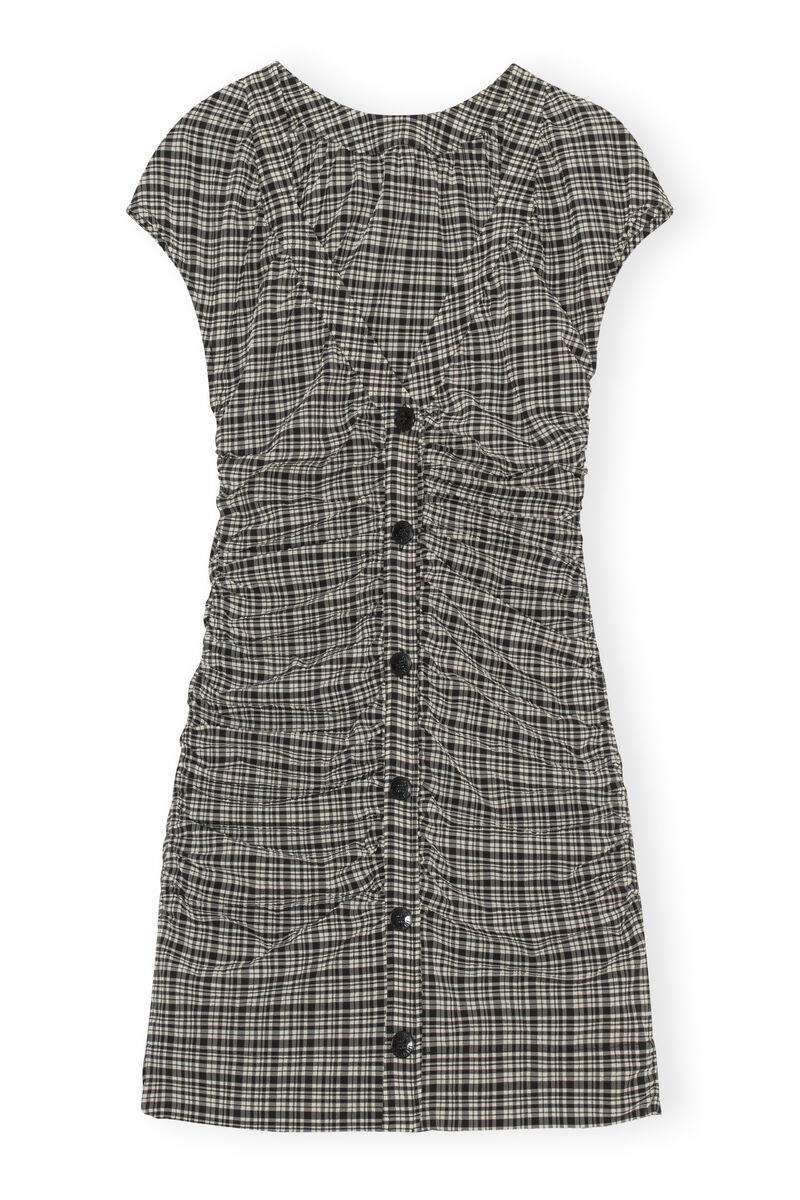 Seersucker Mini Dress, Elastane, in colour Mini Check Black - 2 - GANNI