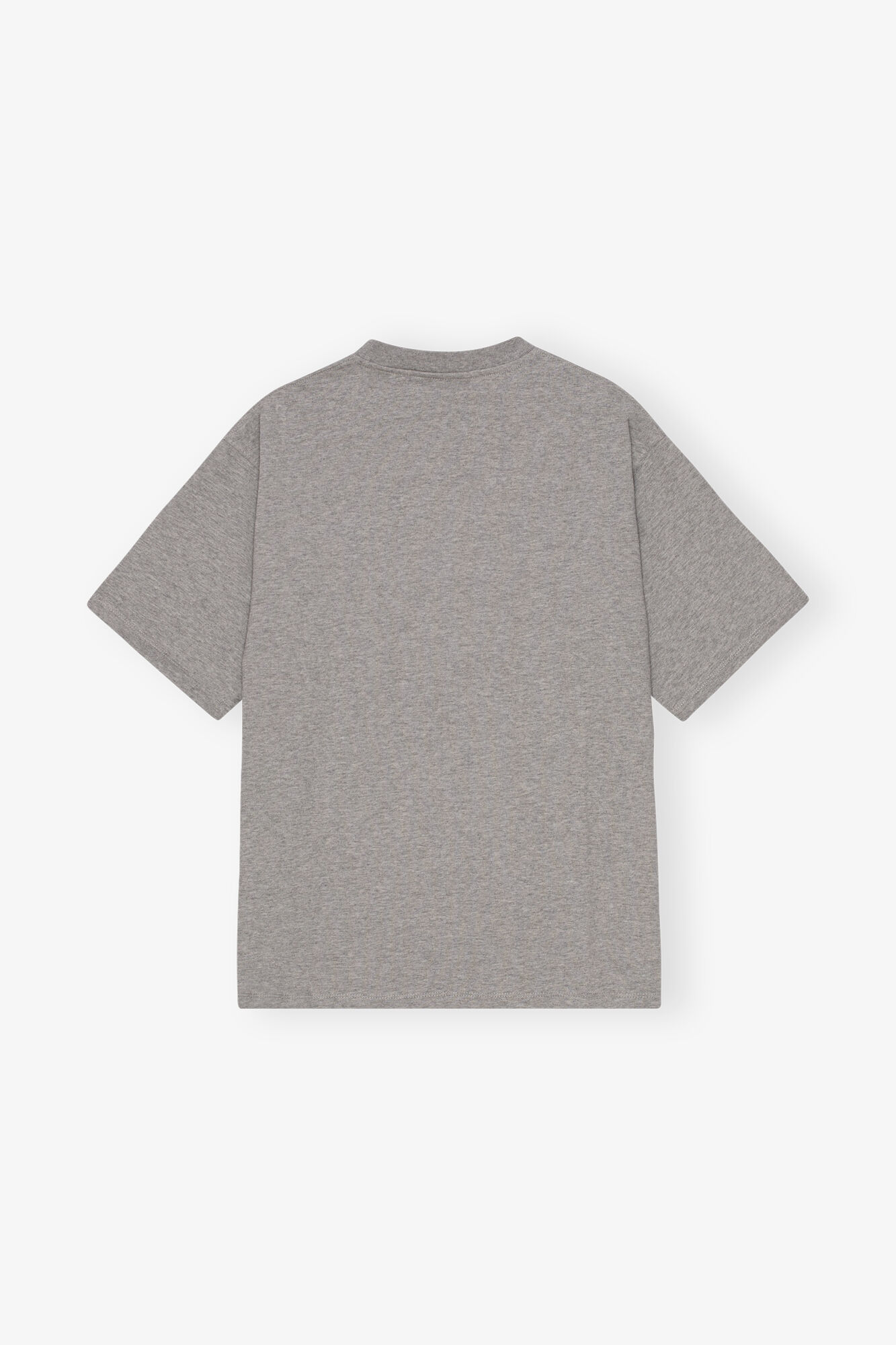 Grey Heavy Cotton Drop Shoulder Fringe T-shirt, Cotton, in colour Paloma Melange - 2 - GANNI