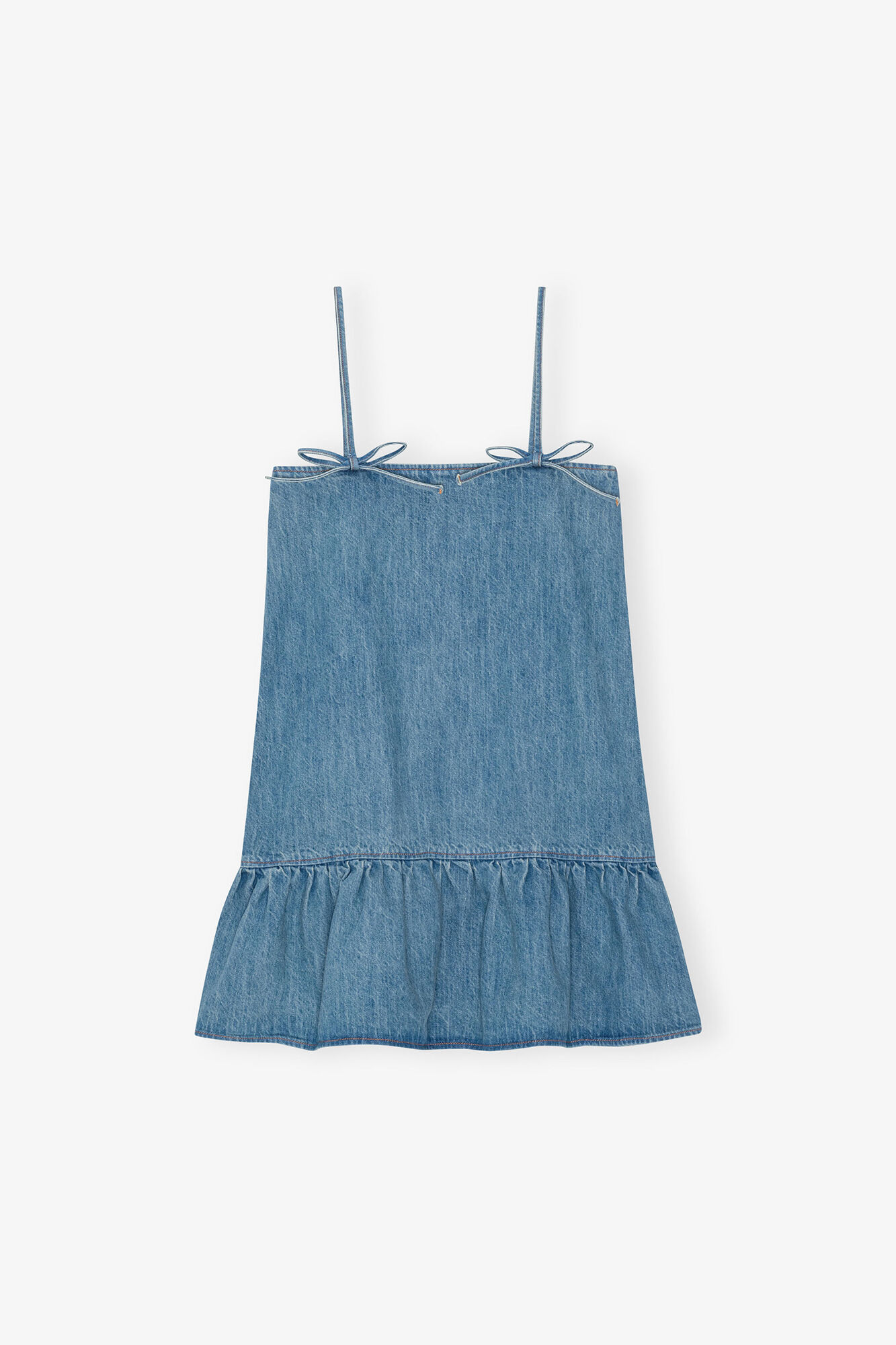Tint Denim Mini Dress, Organic Cotton, in colour Tint Wash - 1 - GANNI