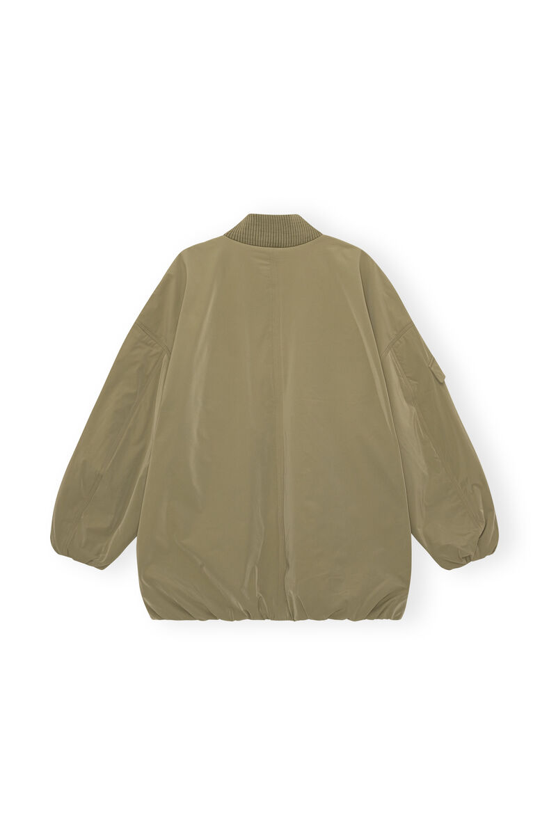 Green Light Twill Oversized Bomber Jacke, Recycled Polyester, in colour Aloe - 2 - GANNI