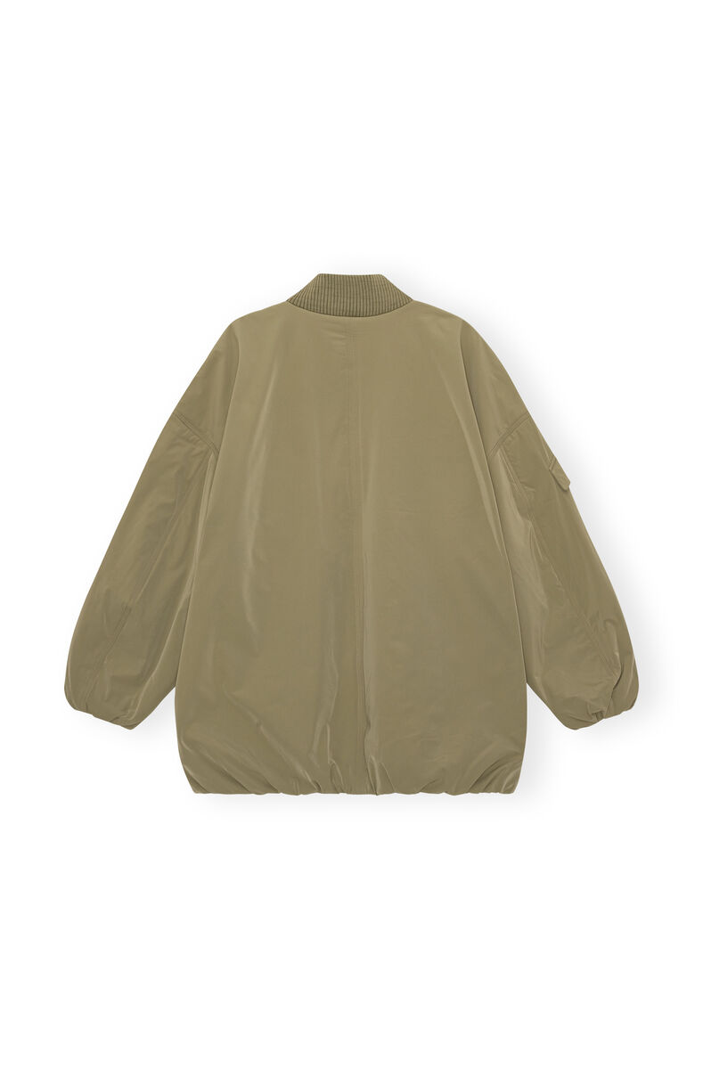 Aloe Green Light Twill Oversized Bomber Jacket | GANNI 