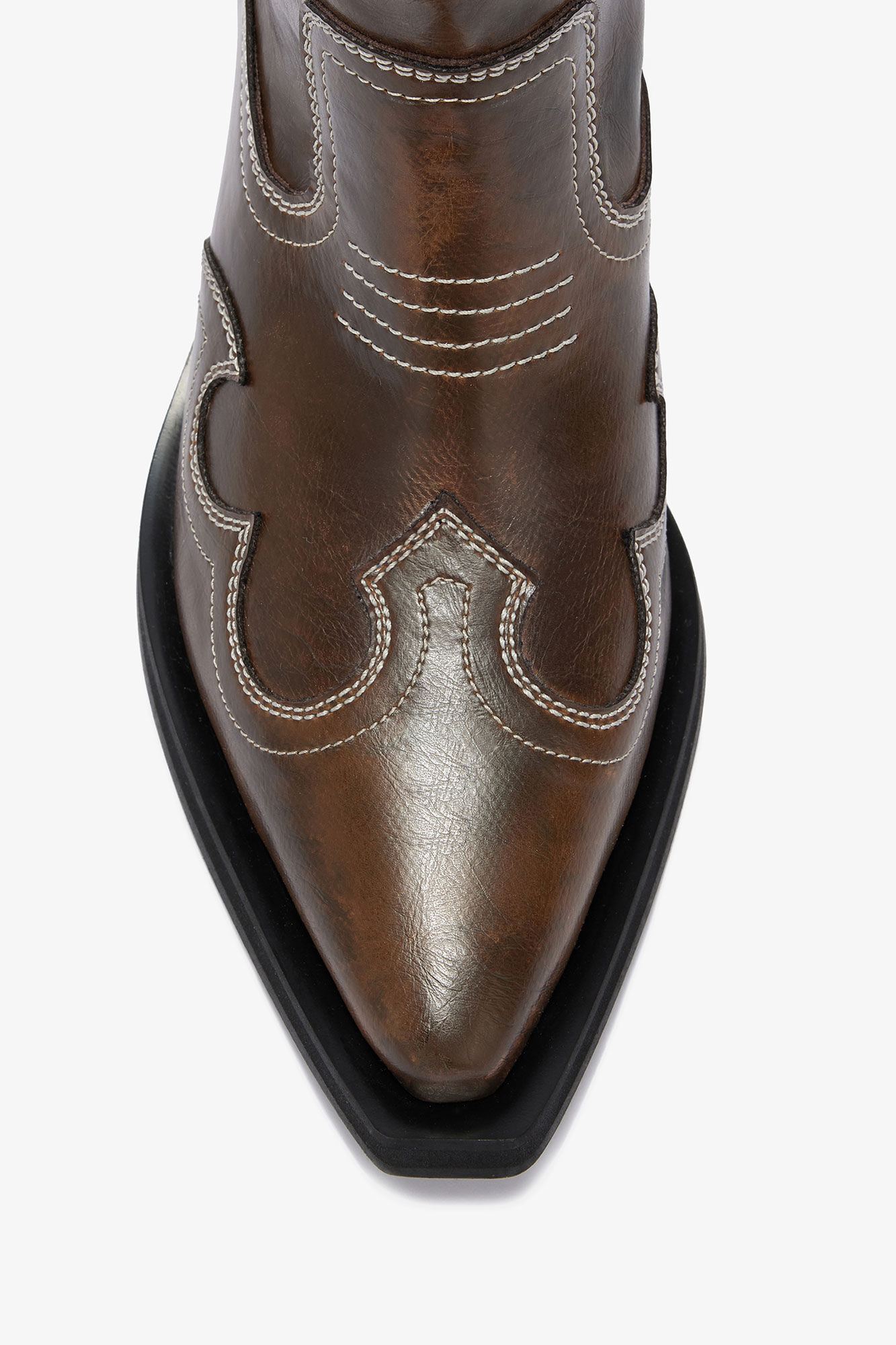 Broderade westernstövlar med lågt skaft, in colour Dark Olive - 3 - GANNI