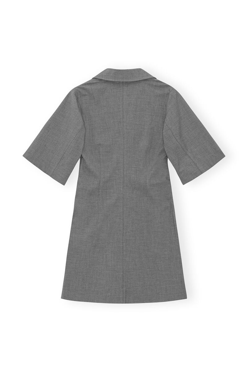 Grey Drapey Melange Mini Dress, Elastane, in colour Paloma Melange - 2 - GANNI