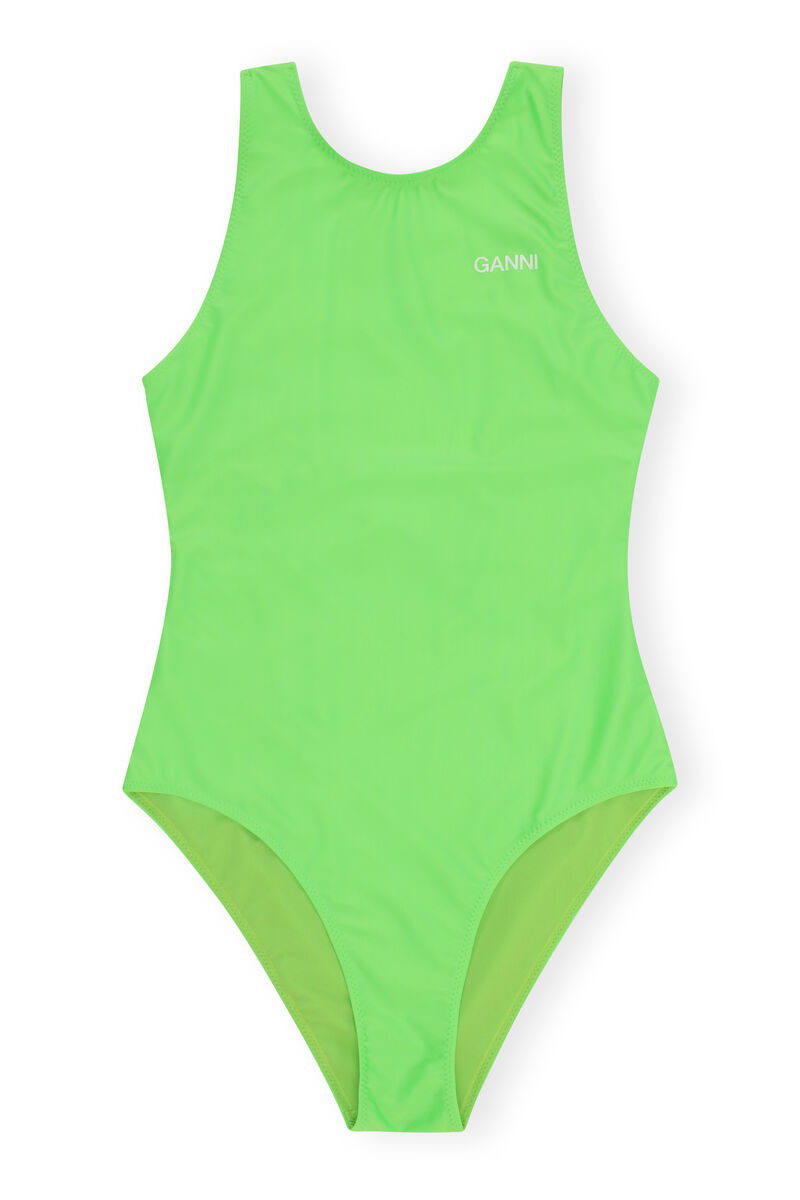 Sportlicher Badeanzug, Elastane, in colour Lime Popsicle - 1 - GANNI