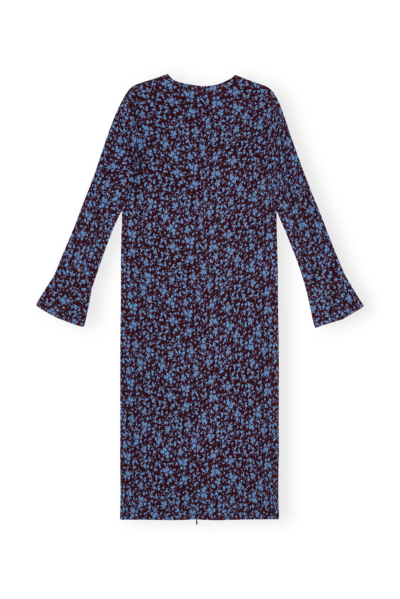 Printed Crepe Midi Dress, LENZING™ ECOVERO™, in colour Port Royale - 2 - GANNI
