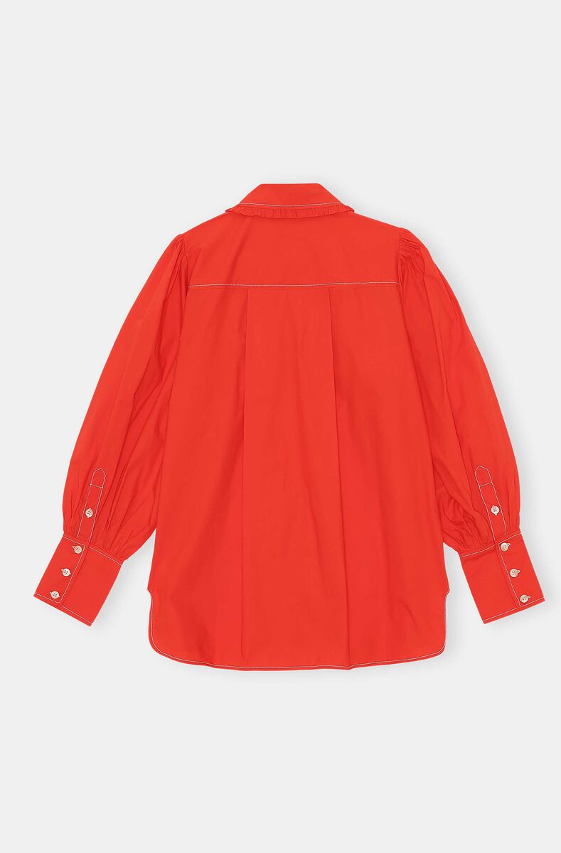 Relaxed Shirt, Cotton, in colour Orangedotcom - 2 - GANNI