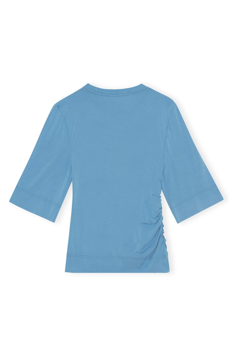 Software Light Stretch Jersey Fitted Short Sleeve T-shirt, Elastane, in colour Azure Blue - 2 - GANNI