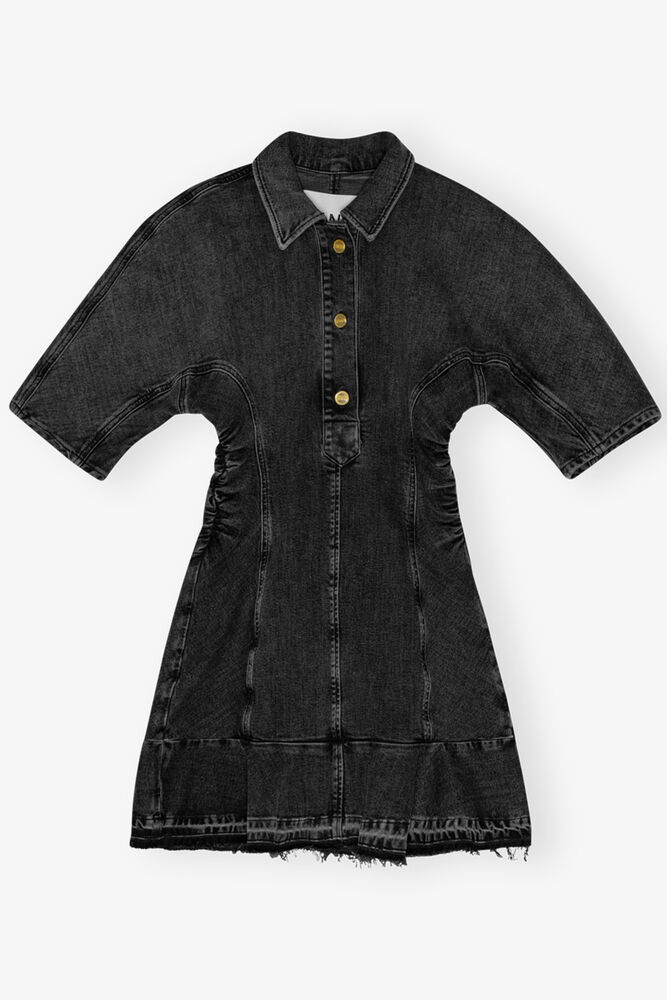 Washed Black Denim Mini Dress, Washed Black/Black