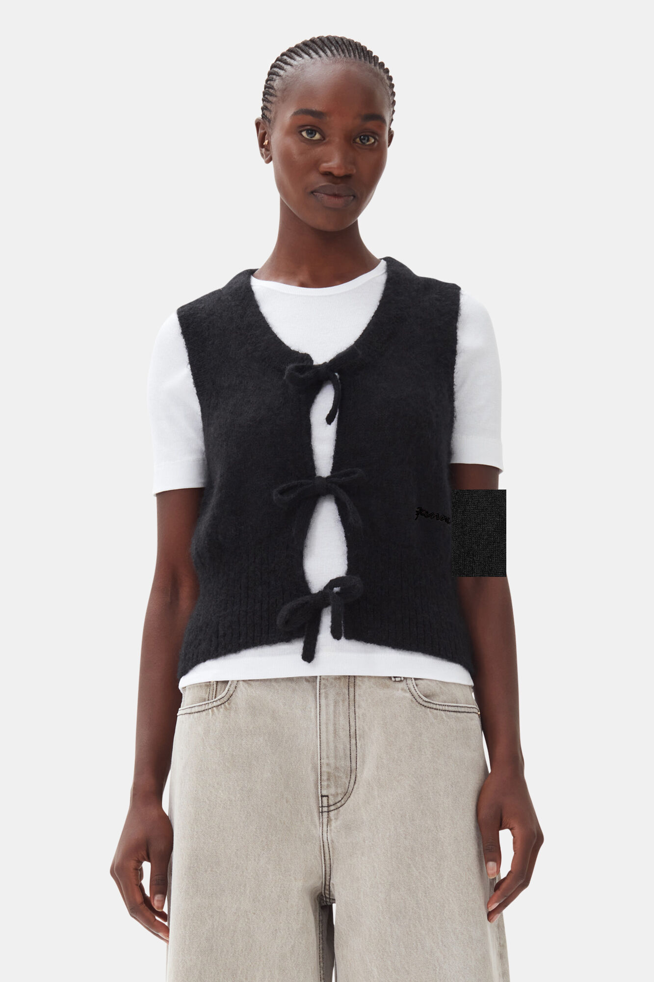 Black Black Tie String Vest | GANNI AE