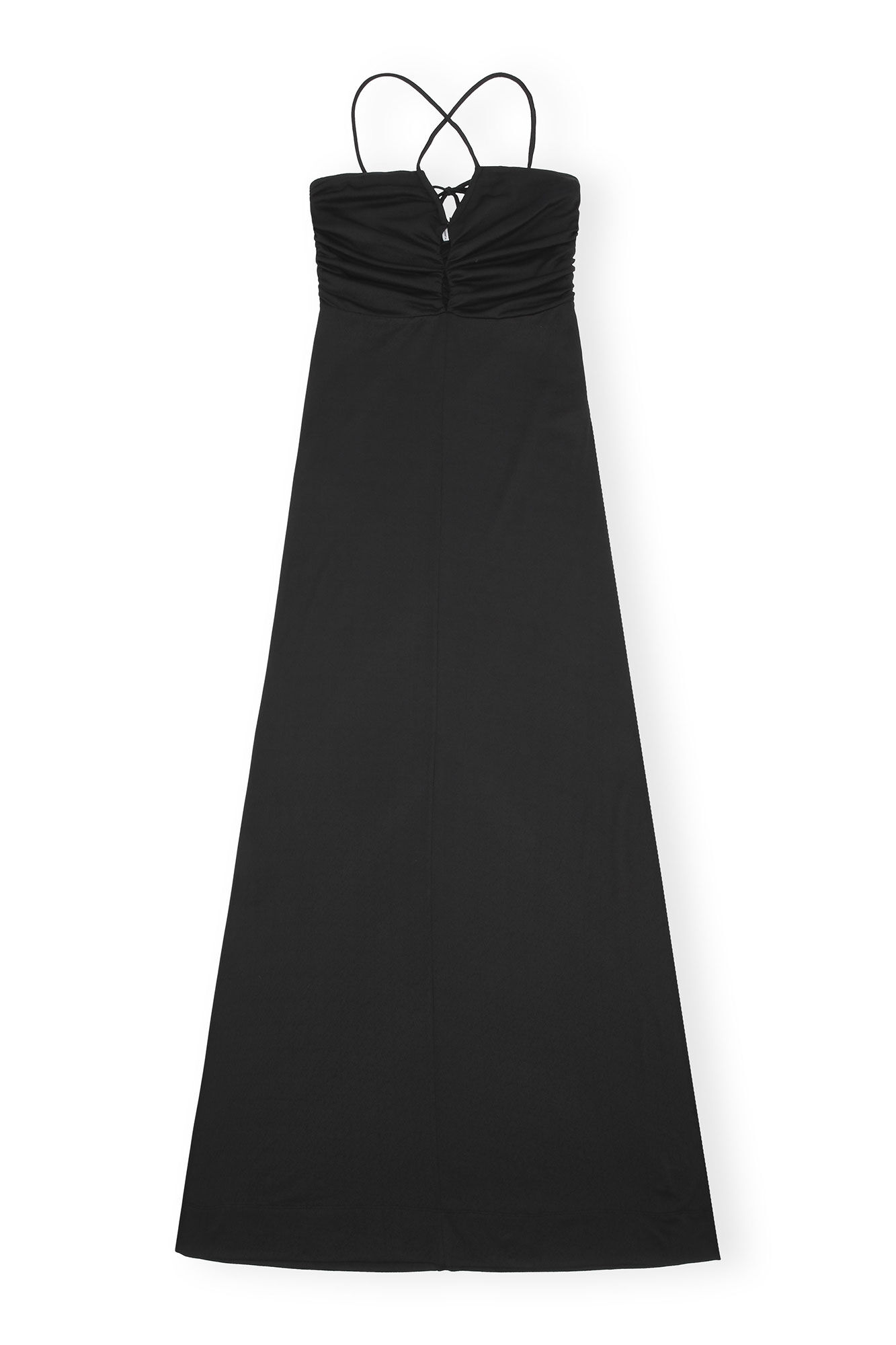 Shiny Crepe Jersey Maxi Dress, Elastane, in colour Black - 1 - GANNI