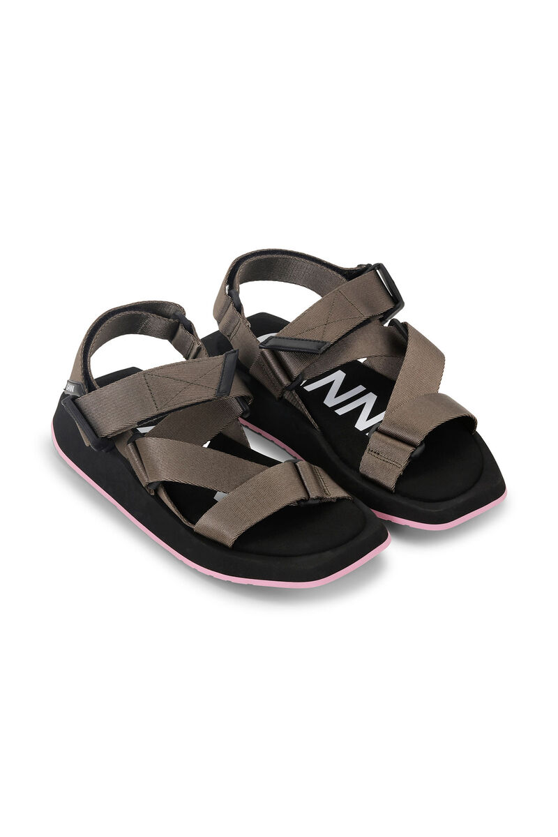 Performance Webbing Sandals, Recycled Polyester, in colour Kalamata - 3 - GANNI