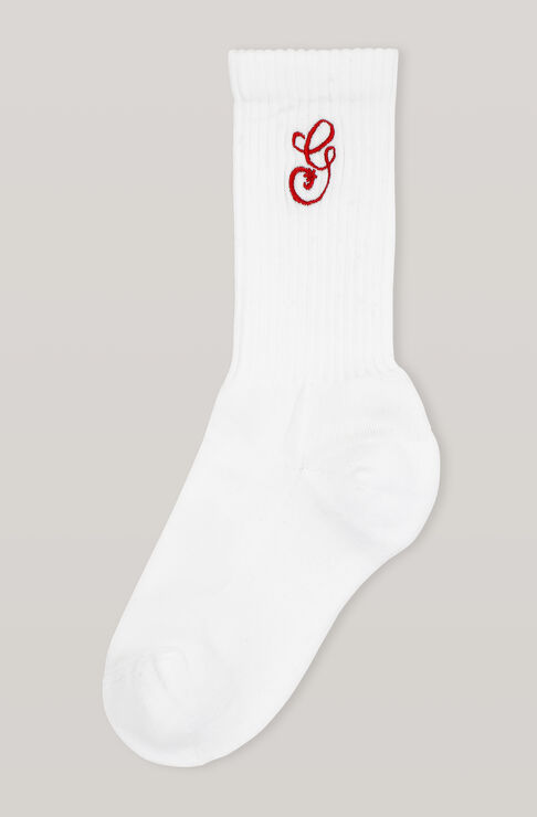 Ganni Cotton Socks Socks In Racing Red