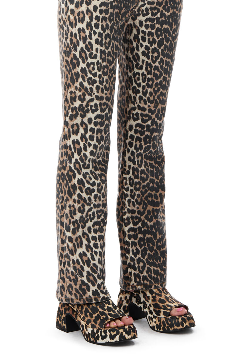 Leopard Butterfly Platform Satin Sandals, Polyester, in colour Leopard - 1 - GANNI