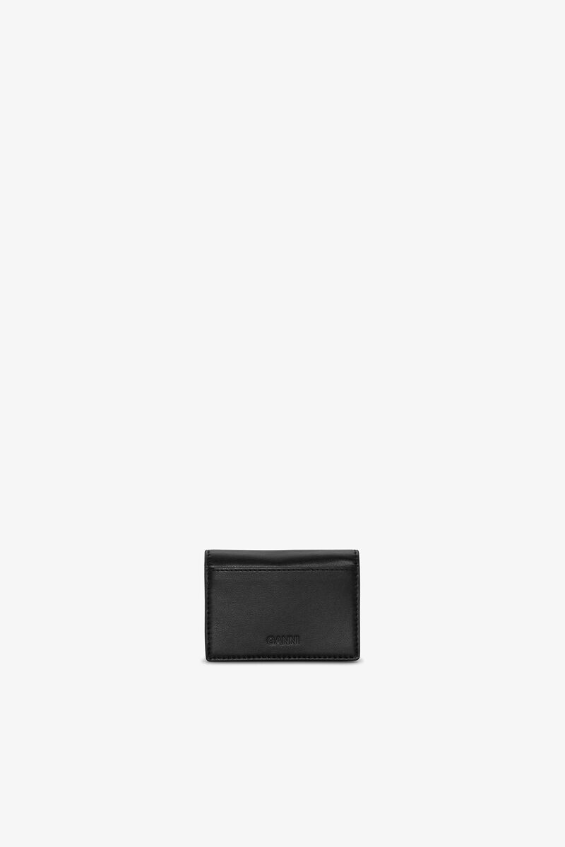 Bou kortholder i sort med flap og dyreprint, Recycled Leather, in colour Black - 3 - GANNI