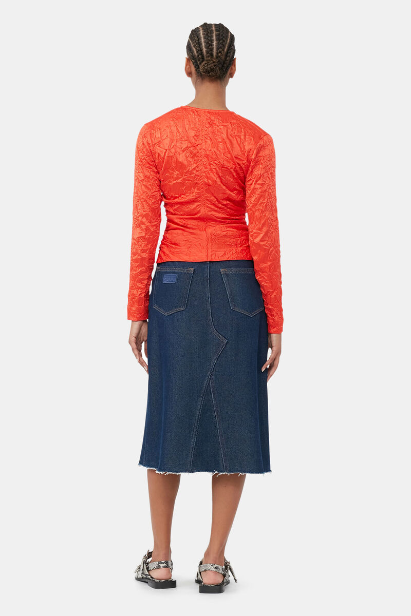 Midikjol i kraftig denim, Cotton, in colour Rinse - 3 - GANNI