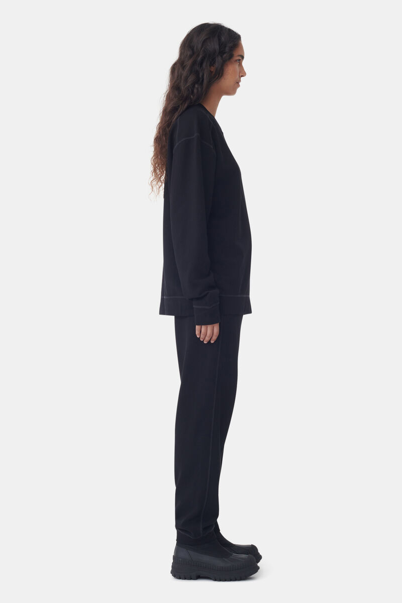 Schwarze Isoli-Hose mit Bündchen, Cotton, in colour Black - 3 - GANNI