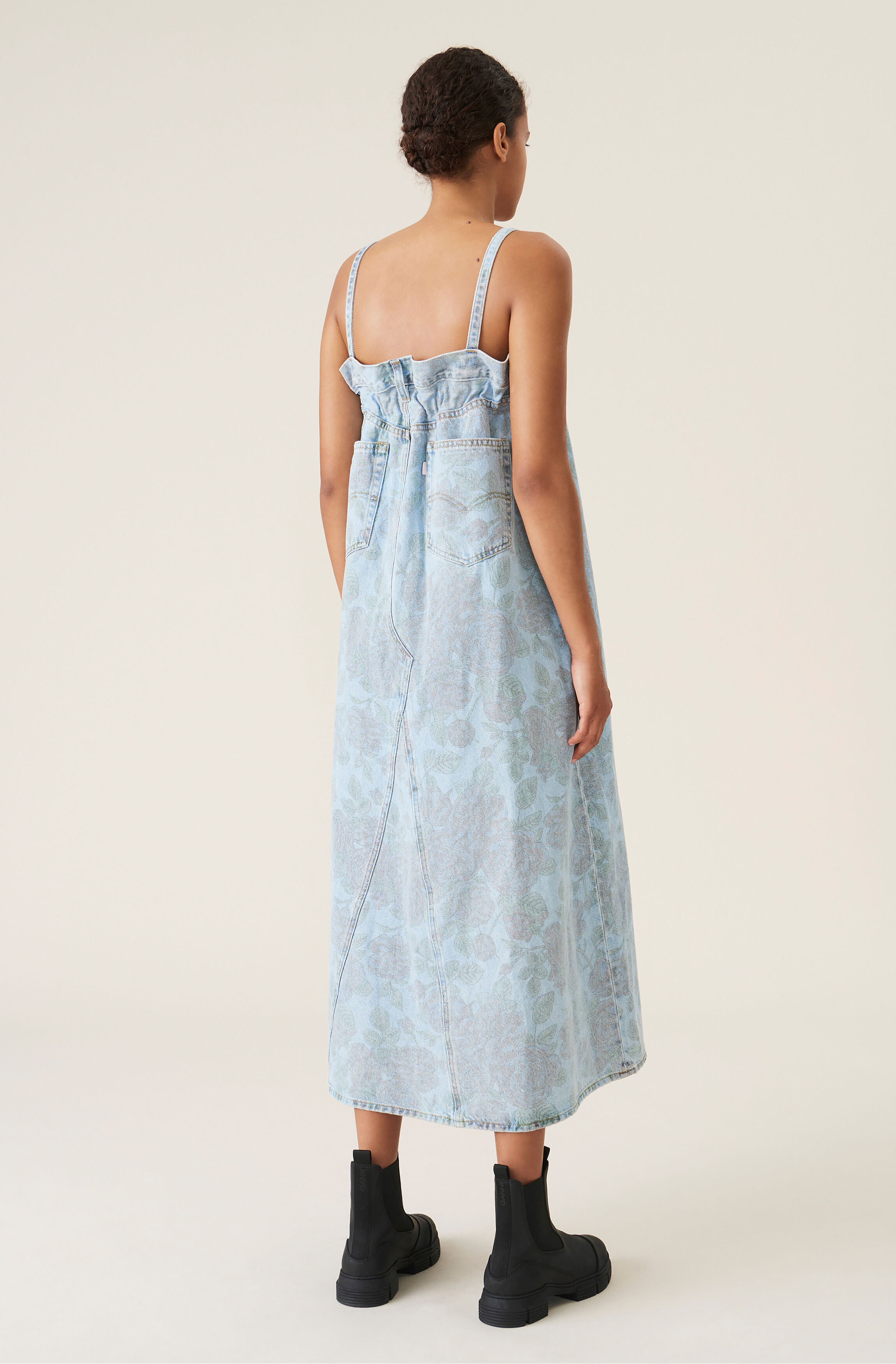 ganni blue floral dress