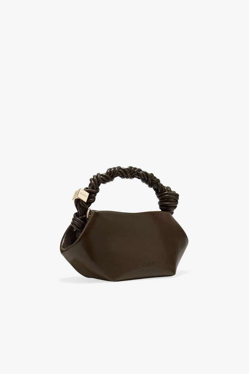Dark Olive Mini GANNI Bou Bag, Cotton, in colour Dark Olive - 2 - GANNI