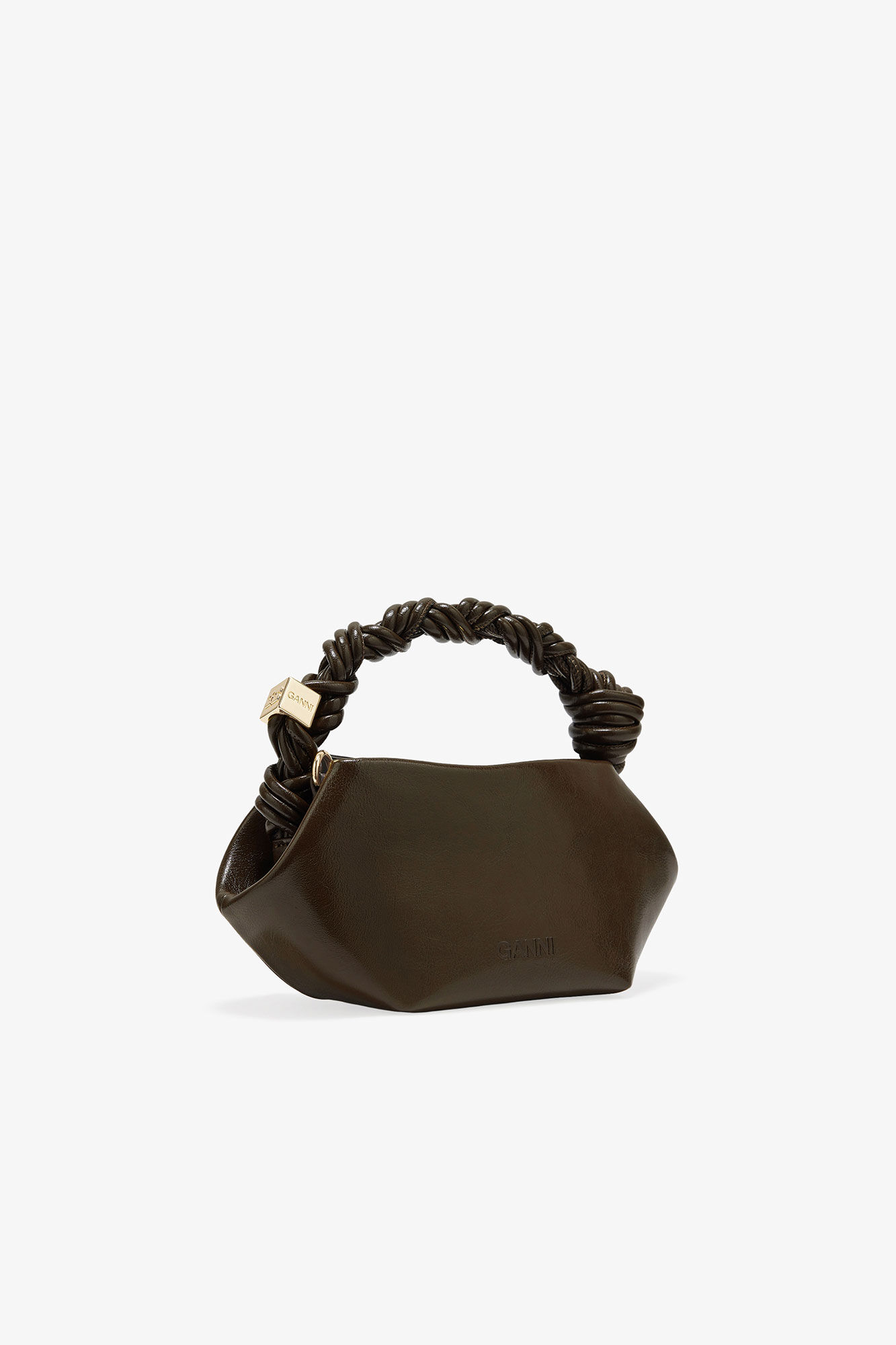 Dark Olive Mini GANNI Bou Bag, Cotton, in colour Dark Olive - 2 - GANNI