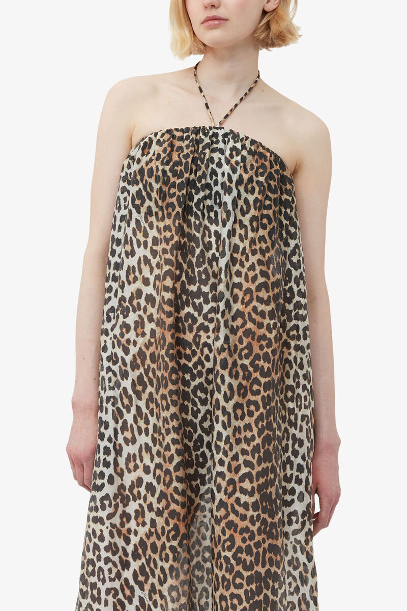 Sheer Voile Maxi Strap Dress, Lyocell, in colour Almond Milk - 4 - GANNI