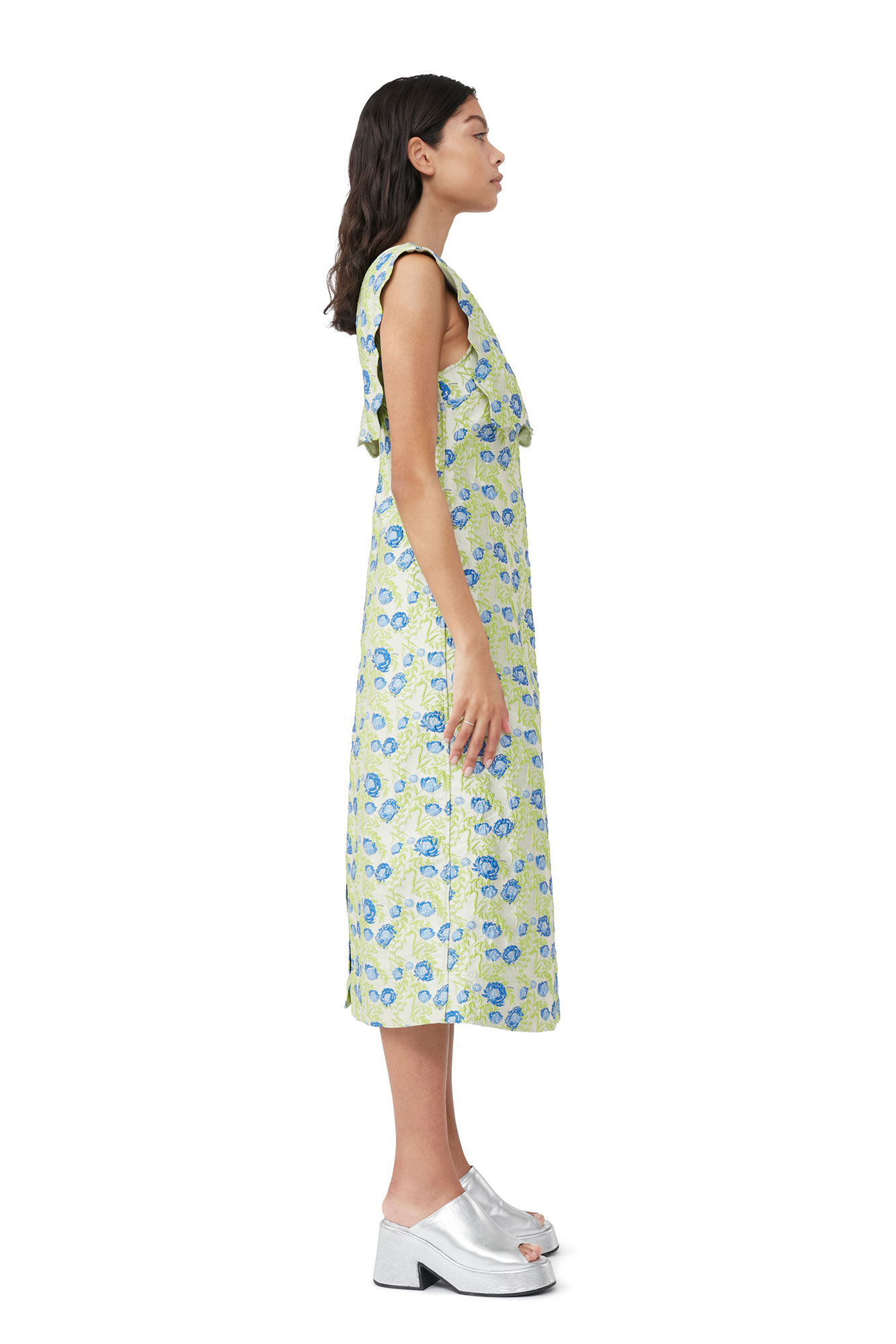 3D Jacquard Rhythm Collar Long Dress