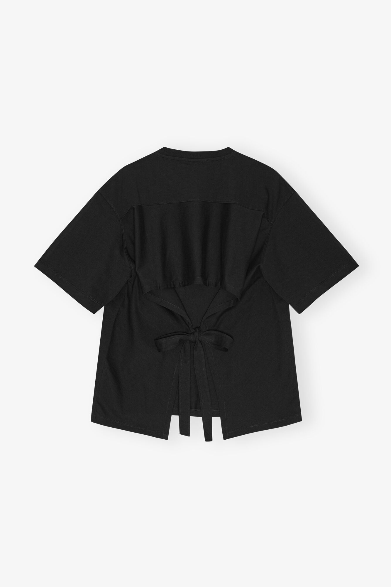 Black Open Back Cotton T-shirt, Cotton, in colour Black - 2 - GANNI
