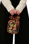 Ruched Top Handle Bag, Polyamide, in colour Meadow Black - 5 - GANNI