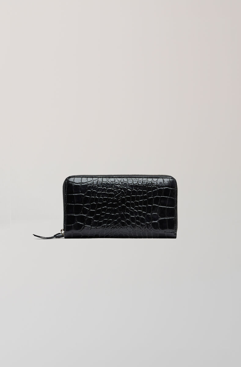 Gallery tilbehør Håndtaske, Leather, in colour Black Croco - 1 - GANNI