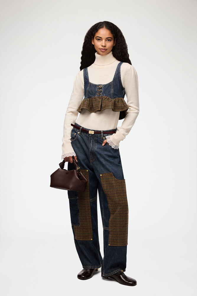 Audri-Jeans aus strukturiertem Slub-Denim, Dark Blue Vintage