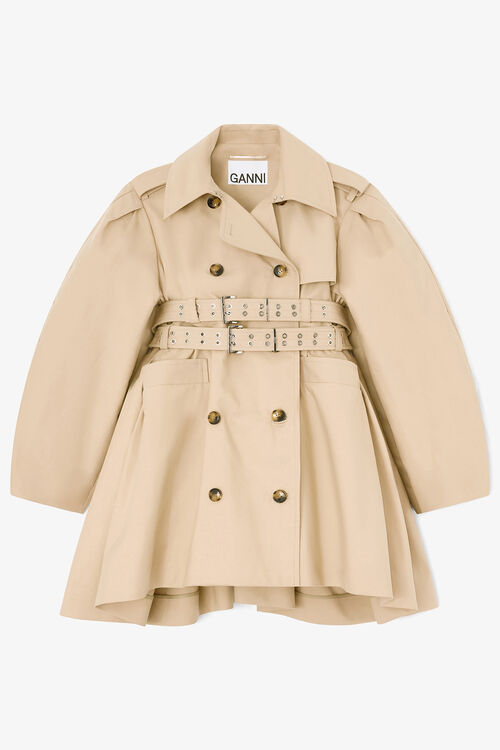 Trench Coat in Double Cotton, Warm Sand