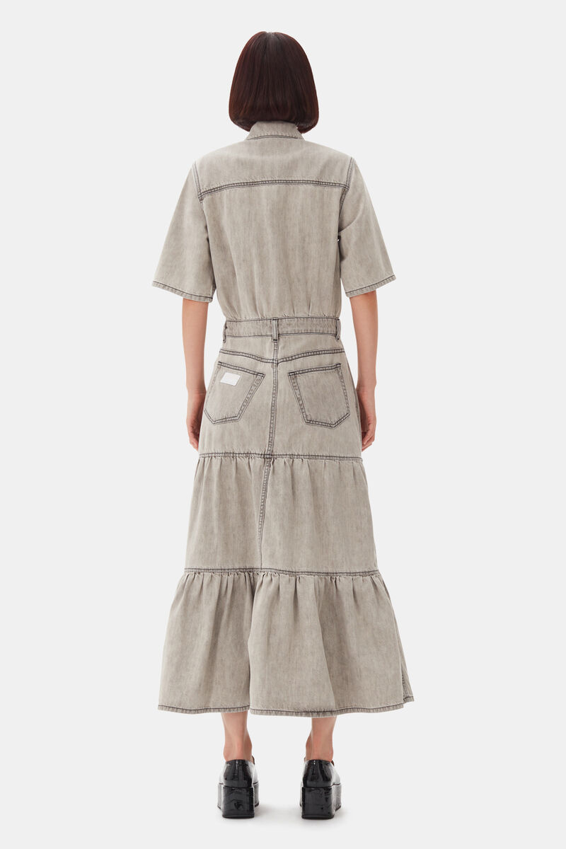 Grey Future Long Denim Kleid, Organic Cotton, in colour Gray Quill - 4 - GANNI