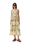 Tiered Midi Dress, Recycled Polyester, in colour Floral Shadow Flan - 4 - GANNI