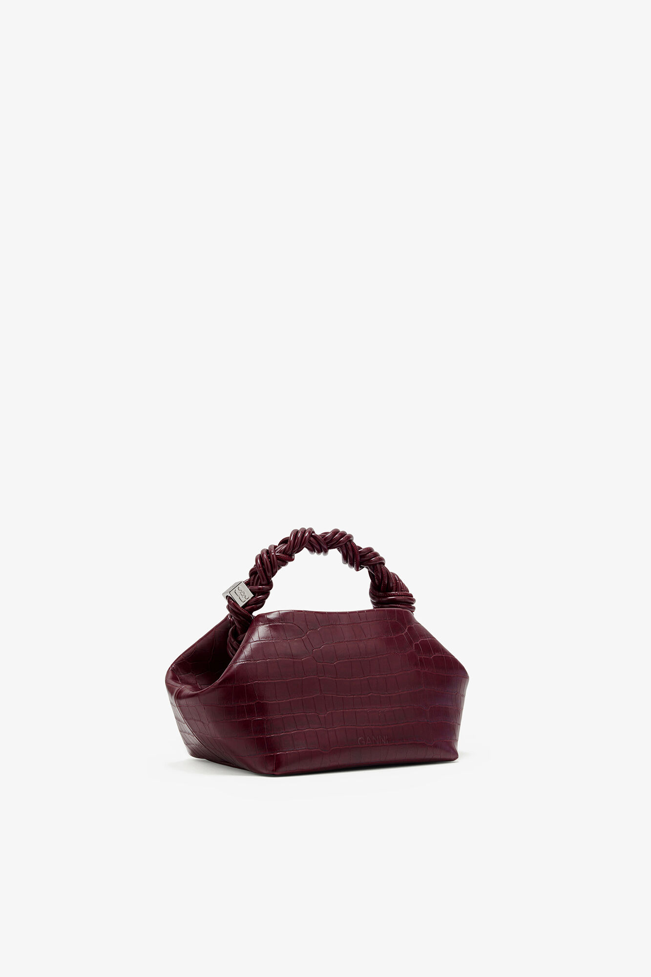 Burgundy Croco Small Bou Bag, Recycled Leather, in colour Burgundy - 2 - GANNI