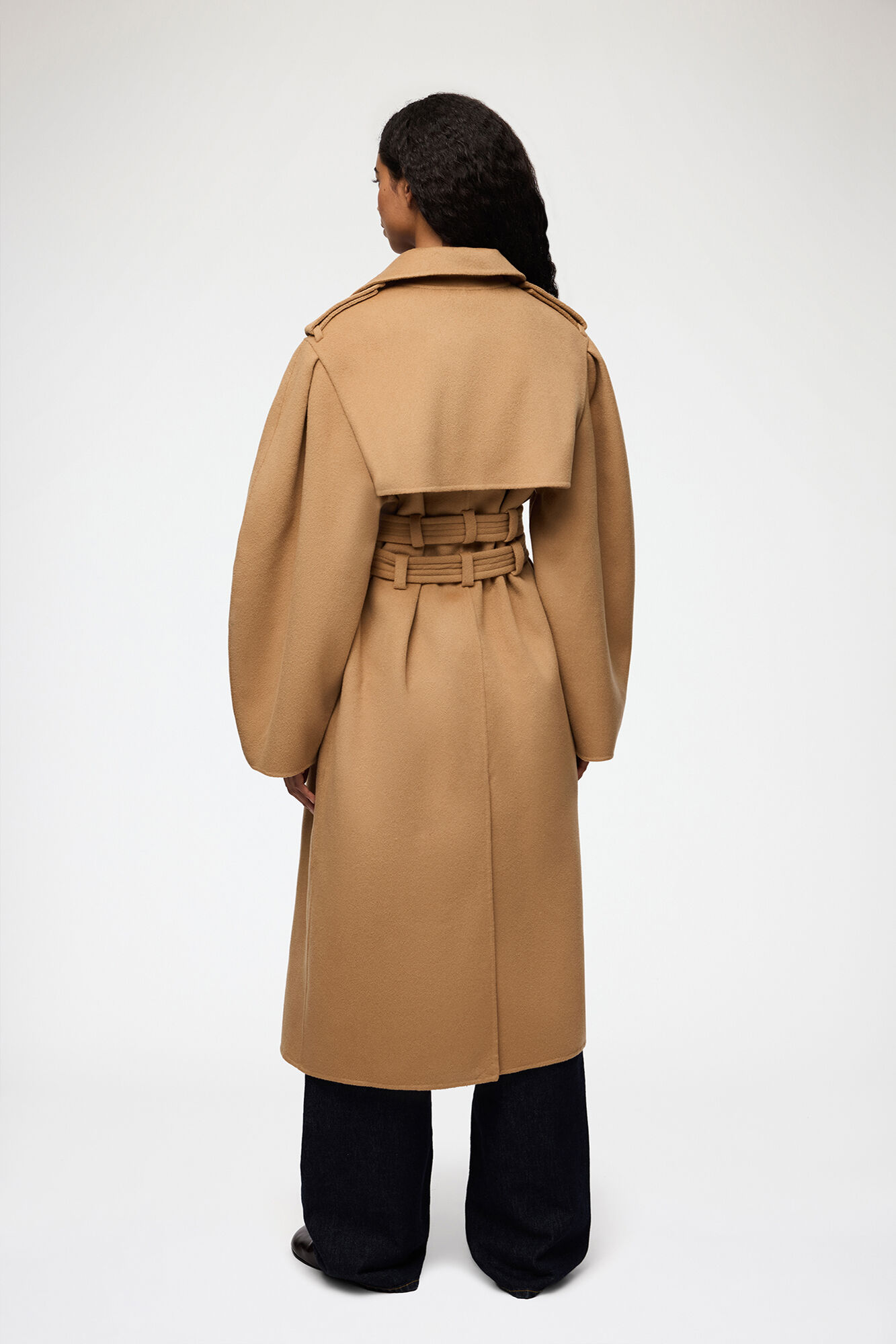 Coat in Double-Faced Wool, Wool, in colour Tiger's Eye - 3 - GANNI