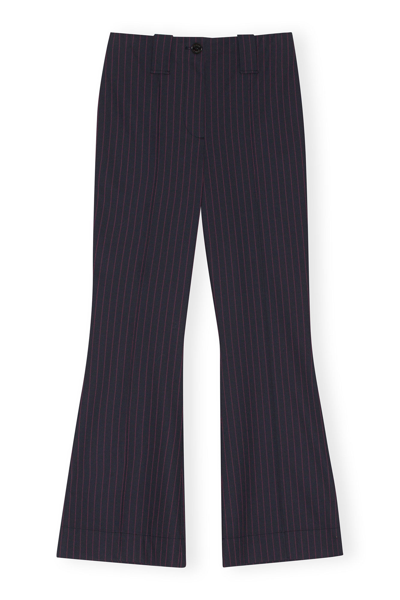 Stretch Stripe Bootcut Pants, Elastane, in colour Sky Captain - 1 - GANNI