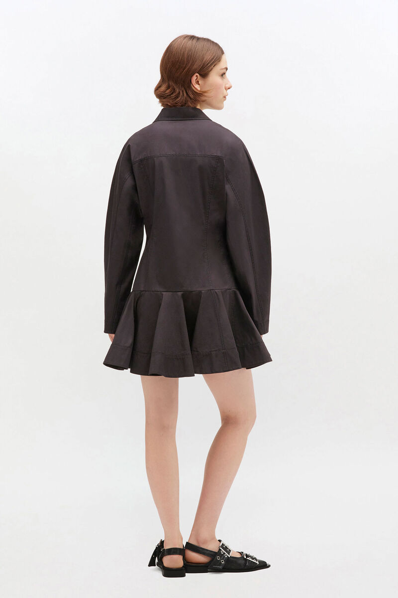 Black Shirt Dress, Elastane, in colour Black - 2 - GANNI