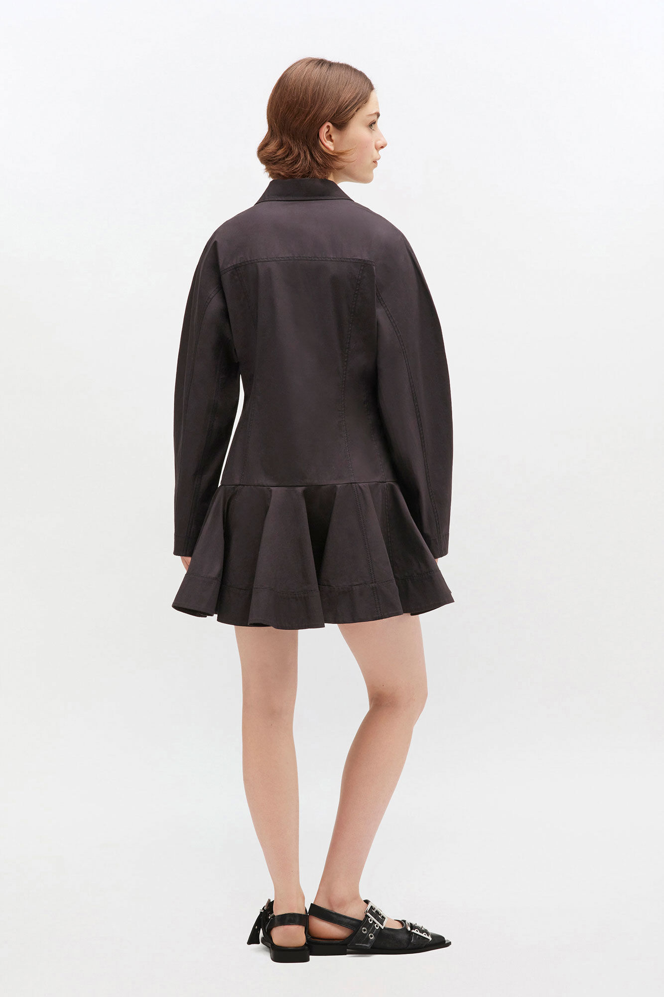 Black Shirt Dress, Elastane, in colour Black - 2 - GANNI