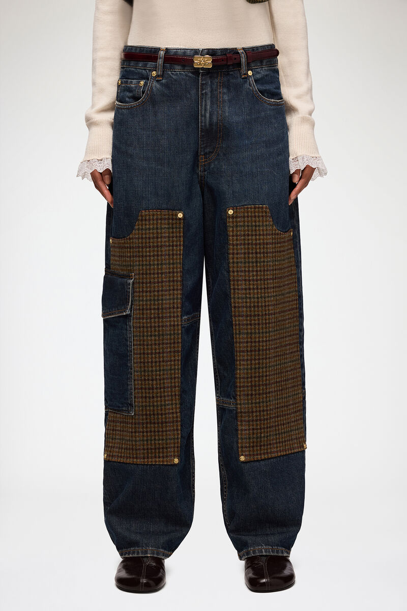 Audri-Jeans aus strukturiertem Slub-Denim, Recycled Cotton, in colour Dark Blue Vintage - 2 - GANNI