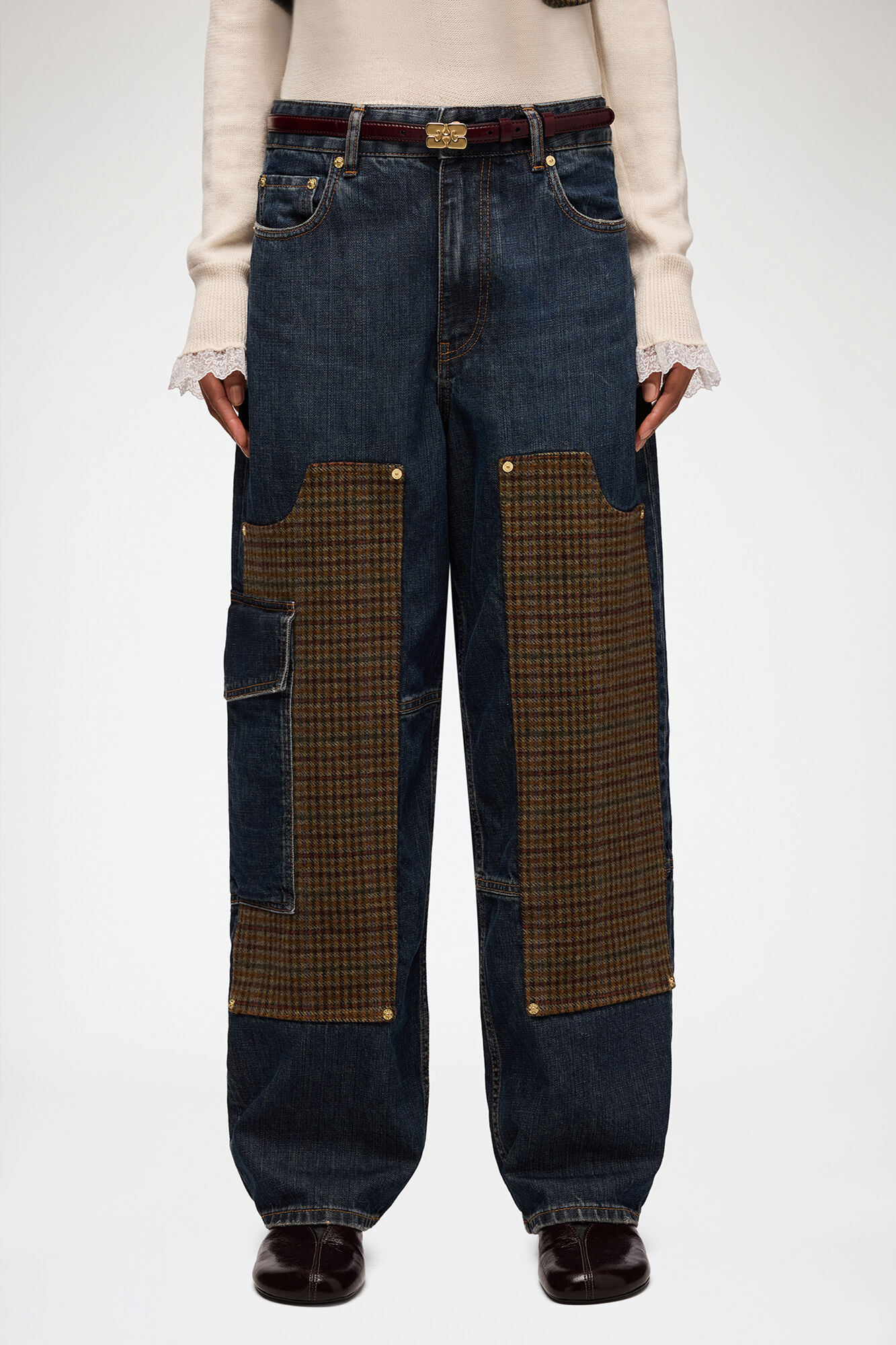 Audri-Jeans aus strukturiertem Slub-Denim, Recycled Cotton, in colour Dark Blue Vintage - 2 - GANNI