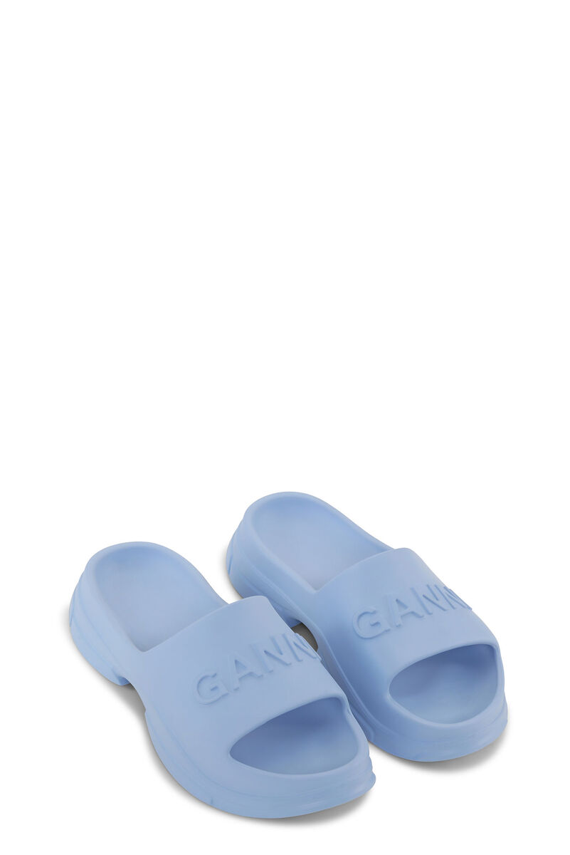 Blue Pool Slide Sandals , Acetate, in colour Baby Blue - 2 - GANNI