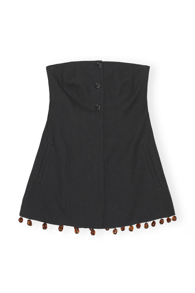 Cotton Suiting Strapless Top, Black