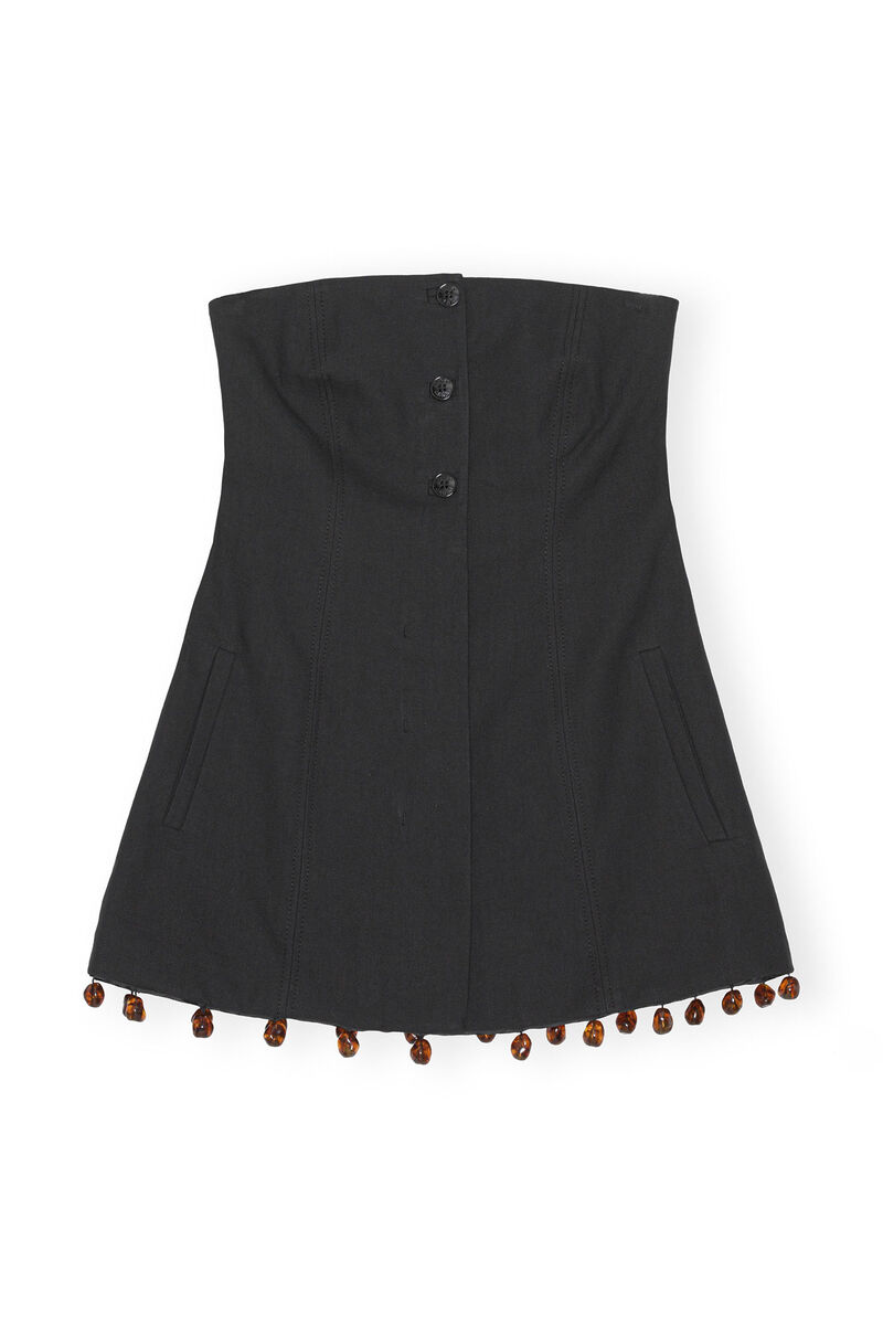 Cotton Suiting Strapless Top, Cotton, in colour Black - 1 - GANNI