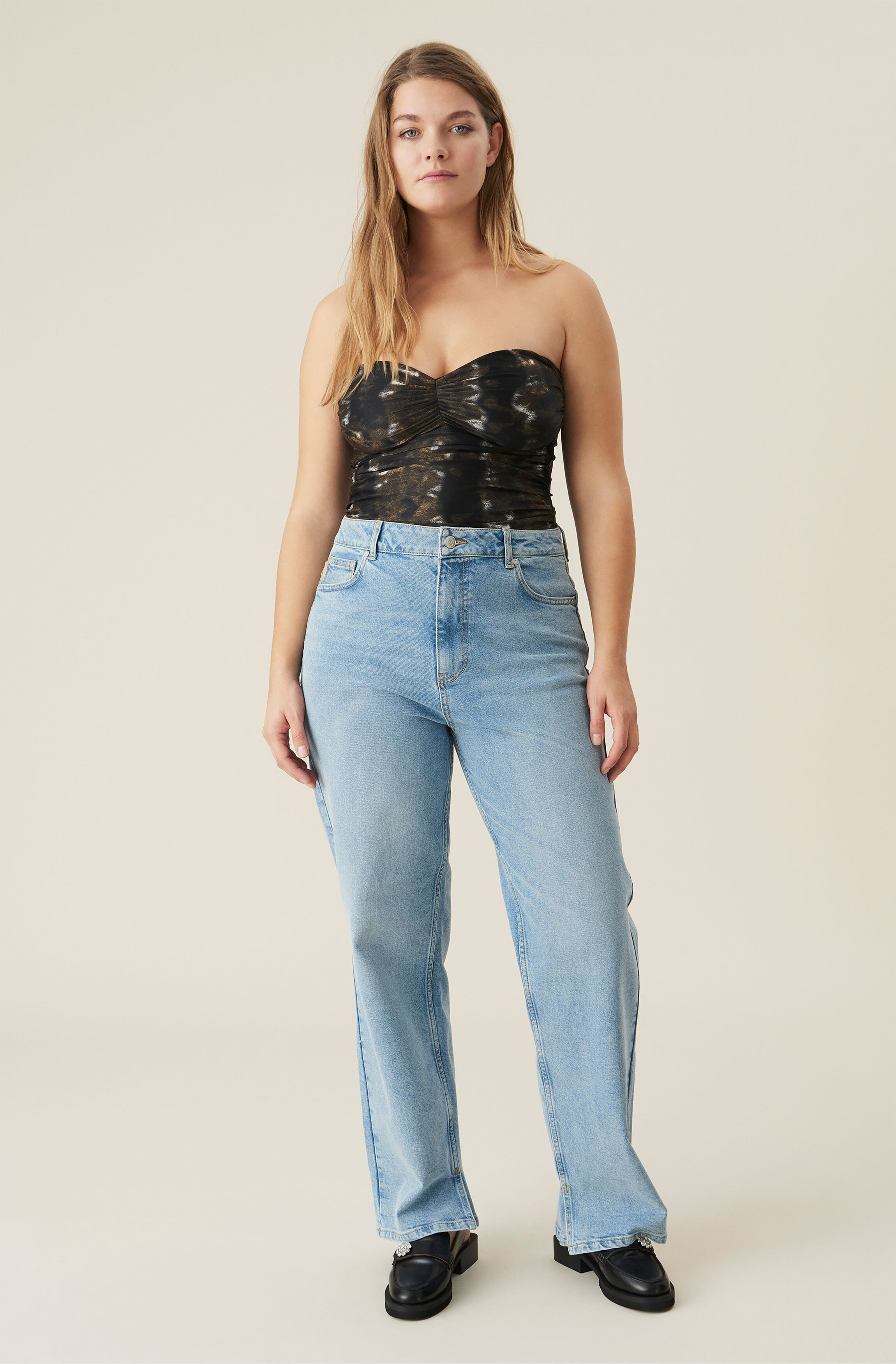 High waisted relaxed fit jeans clearance