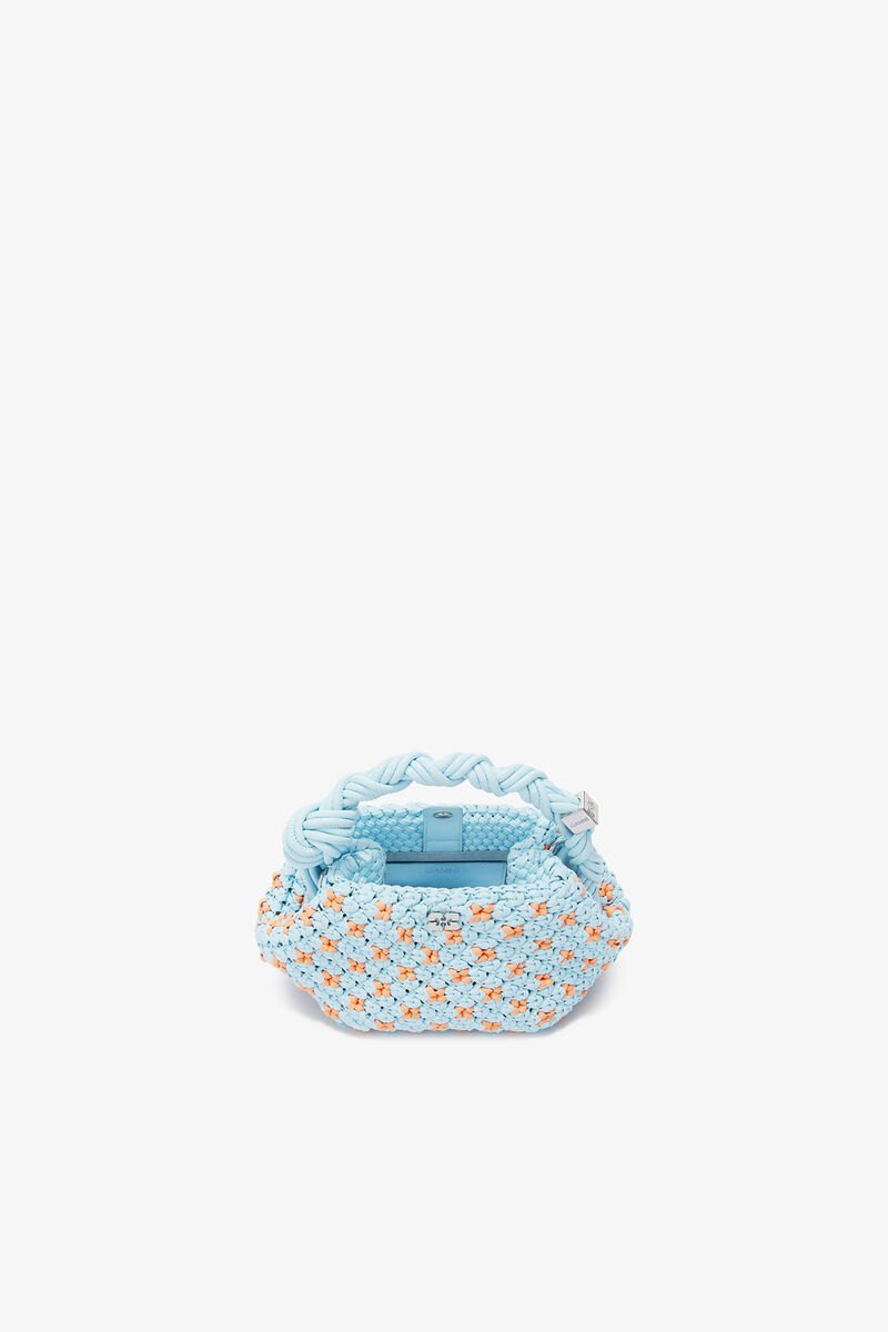 Mini Bou Tasche in geflochtenem Blau, Recycled Leather, in colour Summer Song - 3 - GANNI