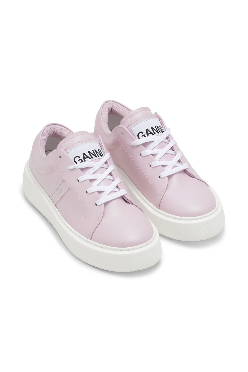 Sporty Mix Platform Sneaker, Vegan Leather, in colour Light Lilac - 3 - GANNI