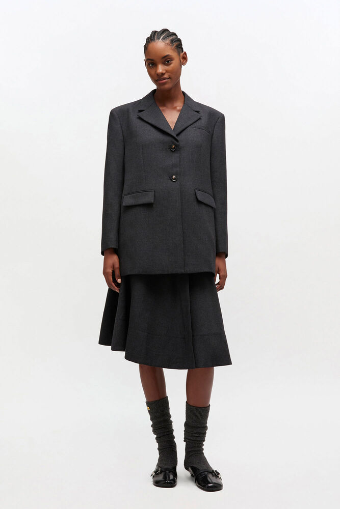 Grey Wool Suiting Blazer, Phantom