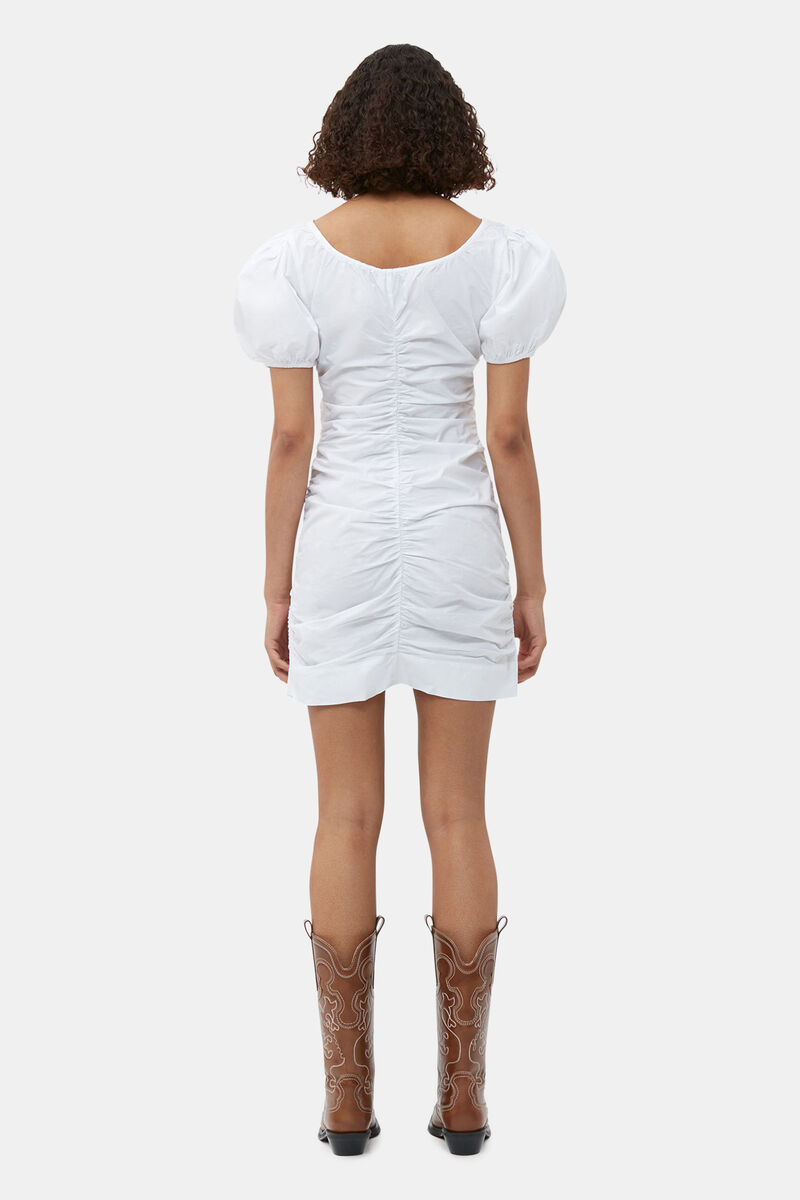 Cotton Poplin Mini Dress, Cotton, in colour Bright White - 2 - GANNI
