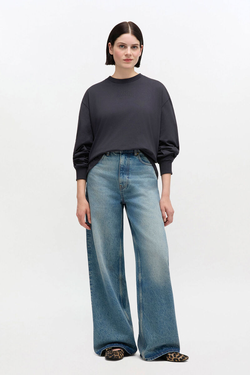 Tint Rigid Lari Jeans, in colour Mid Blue Vintage - 1 - GANNI